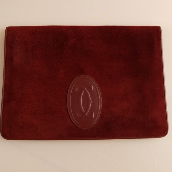 Cartier Handbags - Les Must de Cartier Burgundy Suede Leather Clutch